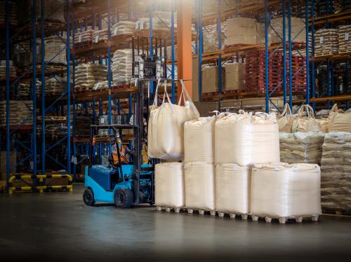 Jumbo big bags in warehouse